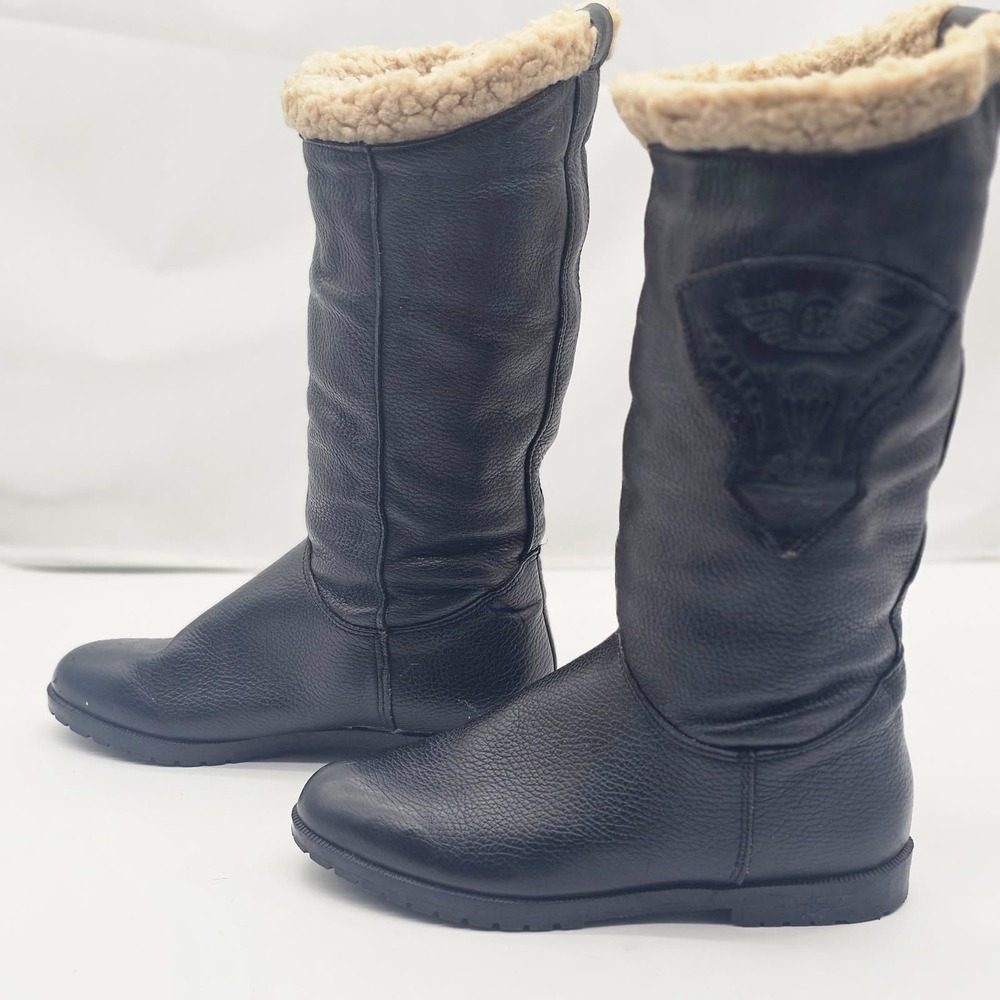 Cougar Winter Boots Womens 7.5 Black Good Leather Shearling Lined Vintage Canada